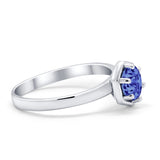 Solitaire Claw Prong Wedding Ring Simulated Cubic Zirconia 925 Sterling Silver