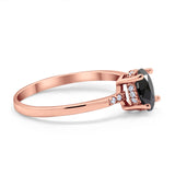 Art Deco Oval Wedding Ring Simulated Cubic Zirconia 925 Sterling Silver