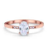Art Deco Oval Wedding Ring Simulated Cubic Zirconia 925 Sterling Silver