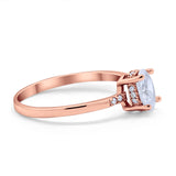 Art Deco Oval Wedding Ring Simulated Cubic Zirconia 925 Sterling Silver