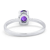 Art Deco Oval Wedding Ring Simulated Cubic Zirconia 925 Sterling Silver