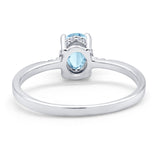 Art Deco Oval Wedding Ring Simulated Cubic Zirconia 925 Sterling Silver
