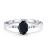 Art Deco Oval Wedding Ring Simulated Cubic Zirconia 925 Sterling Silver