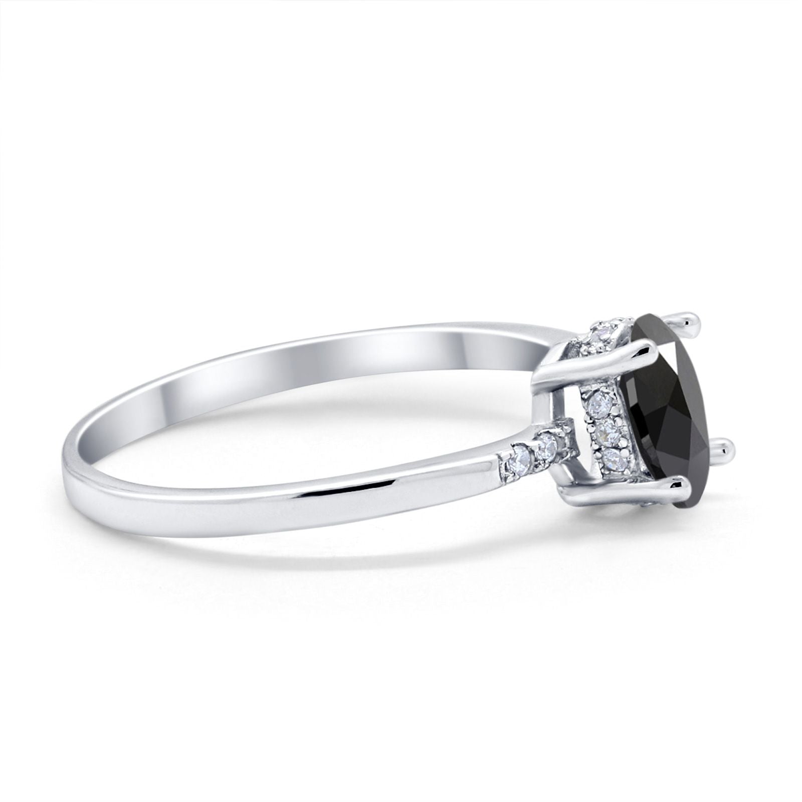 Art Deco Oval Wedding Ring Simulated Cubic Zirconia 925 Sterling Silver