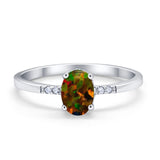 Art Deco Oval Wedding Ring Simulated Cubic Zirconia 925 Sterling Silver