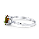 Art Deco Oval Wedding Ring Simulated Cubic Zirconia 925 Sterling Silver