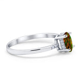Art Deco Oval Wedding Ring Simulated Cubic Zirconia 925 Sterling Silver