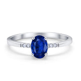 Art Deco Oval Wedding Ring Simulated Cubic Zirconia 925 Sterling Silver