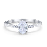 Art Deco Oval Wedding Ring Simulated Cubic Zirconia 925 Sterling Silver
