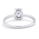 Art Deco Oval Wedding Ring Simulated Cubic Zirconia 925 Sterling Silver