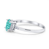 Art Deco Oval Wedding Ring Simulated Cubic Zirconia 925 Sterling Silver