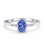 Art Deco Oval Wedding Ring Simulated Cubic Zirconia 925 Sterling Silver