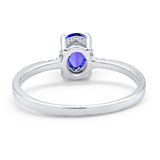 Art Deco Oval Wedding Ring Simulated Cubic Zirconia 925 Sterling Silver