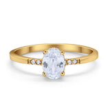 Art Deco Oval Wedding Ring Simulated Cubic Zirconia 925 Sterling Silver