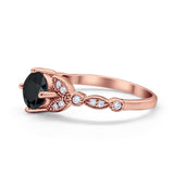 Art Deco Wedding Ring Bridal Round Simulated Cubic Zirconia 925 Sterling Silver