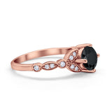 Art Deco Wedding Ring Bridal Round Simulated Cubic Zirconia 925 Sterling Silver