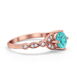 Art Deco Wedding Ring Bridal Round Simulated Cubic Zirconia 925 Sterling Silver
