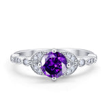 Art Deco Wedding Ring Bridal Round Simulated Cubic Zirconia 925 Sterling Silver