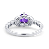 Art Deco Wedding Ring Bridal Round Simulated Cubic Zirconia 925 Sterling Silver