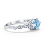 Art Deco Wedding Ring Bridal Round Simulated Cubic Zirconia 925 Sterling Silver