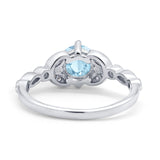 Art Deco Wedding Ring Bridal Round Simulated Cubic Zirconia 925 Sterling Silver