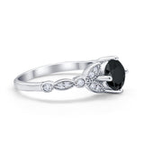 Art Deco Wedding Ring Bridal Round Simulated Cubic Zirconia 925 Sterling Silver