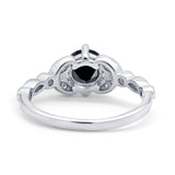 Art Deco Wedding Ring Bridal Round Simulated Cubic Zirconia 925 Sterling Silver