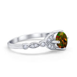 Art Deco Wedding Ring Bridal Round Simulated Cubic Zirconia 925 Sterling Silver