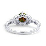 Art Deco Wedding Ring Bridal Round Simulated Cubic Zirconia 925 Sterling Silver