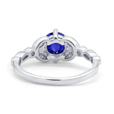 Art Deco Wedding Ring Bridal Round Simulated Cubic Zirconia 925 Sterling Silver