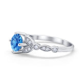 Art Deco Wedding Ring Bridal Round Simulated Cubic Zirconia 925 Sterling Silver