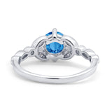 Art Deco Wedding Ring Bridal Round Simulated Cubic Zirconia 925 Sterling Silver