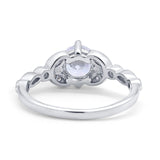 Art Deco Wedding Ring Bridal Round Simulated Cubic Zirconia 925 Sterling Silver