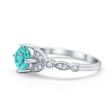 Art Deco Wedding Ring Bridal Round Simulated Cubic Zirconia 925 Sterling Silver