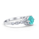 Art Deco Wedding Ring Bridal Round Simulated Cubic Zirconia 925 Sterling Silver
