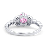 Art Deco Wedding Ring Bridal Round Simulated Cubic Zirconia 925 Sterling Silver