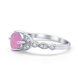 Art Deco Wedding Ring Bridal Round Simulated Cubic Zirconia 925 Sterling Silver