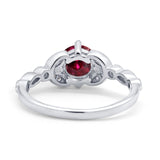 Art Deco Wedding Ring Bridal Round Simulated Cubic Zirconia 925 Sterling Silver