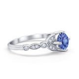 Art Deco Wedding Ring Bridal Round Simulated Cubic Zirconia 925 Sterling Silver