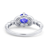 Art Deco Wedding Ring Bridal Round Simulated Cubic Zirconia 925 Sterling Silver