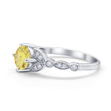 Art Deco Wedding Ring Bridal Round Simulated Cubic Zirconia 925 Sterling Silver