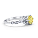 Art Deco Wedding Ring Bridal Round Simulated Cubic Zirconia 925 Sterling Silver