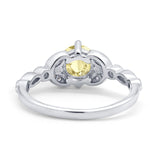 Art Deco Wedding Ring Bridal Round Simulated Cubic Zirconia 925 Sterling Silver