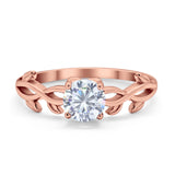 Solitaire Wedding Ring Round Simulated Cubic Zirconia 925 Sterling Silver
