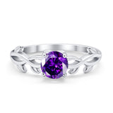 Solitaire Wedding Ring Round Simulated Cubic Zirconia 925 Sterling Silver