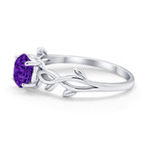 Solitaire Wedding Ring Round Simulated Cubic Zirconia 925 Sterling Silver