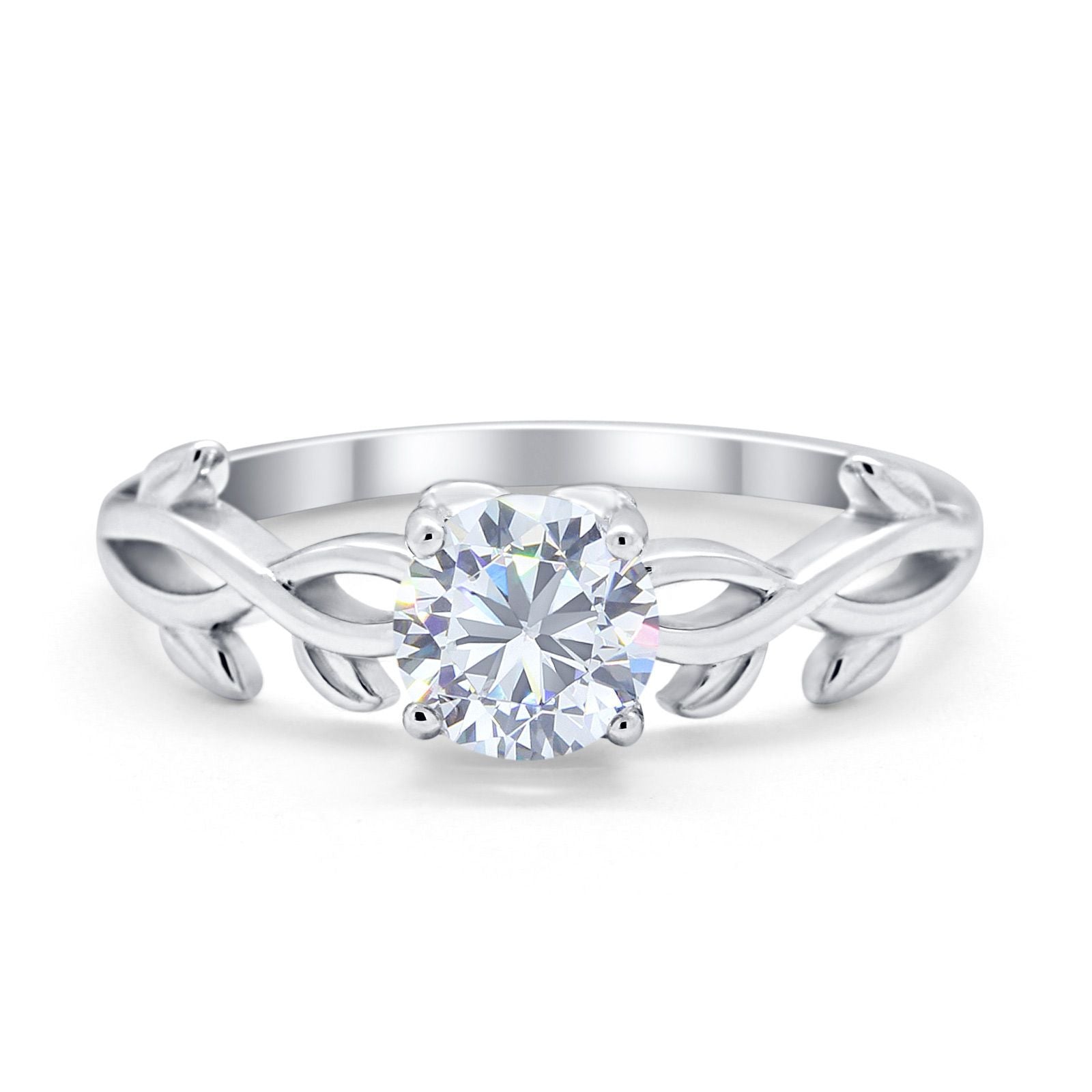 Solitaire Wedding Ring Round Simulated Cubic Zirconia 925 Sterling Silver