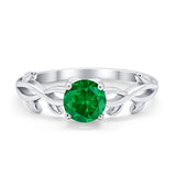 Solitaire Wedding Ring Round Simulated Cubic Zirconia 925 Sterling Silver