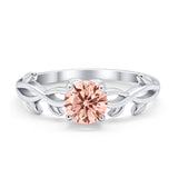 Solitaire Wedding Ring Round Simulated Cubic Zirconia 925 Sterling Silver