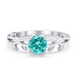 Solitaire Wedding Ring Round Simulated Cubic Zirconia 925 Sterling Silver